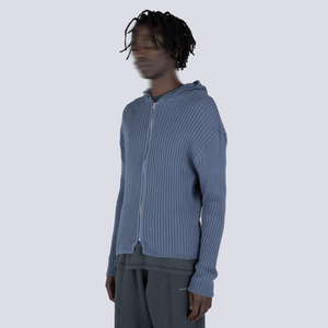 KNIT HOODIE COLD BLUE