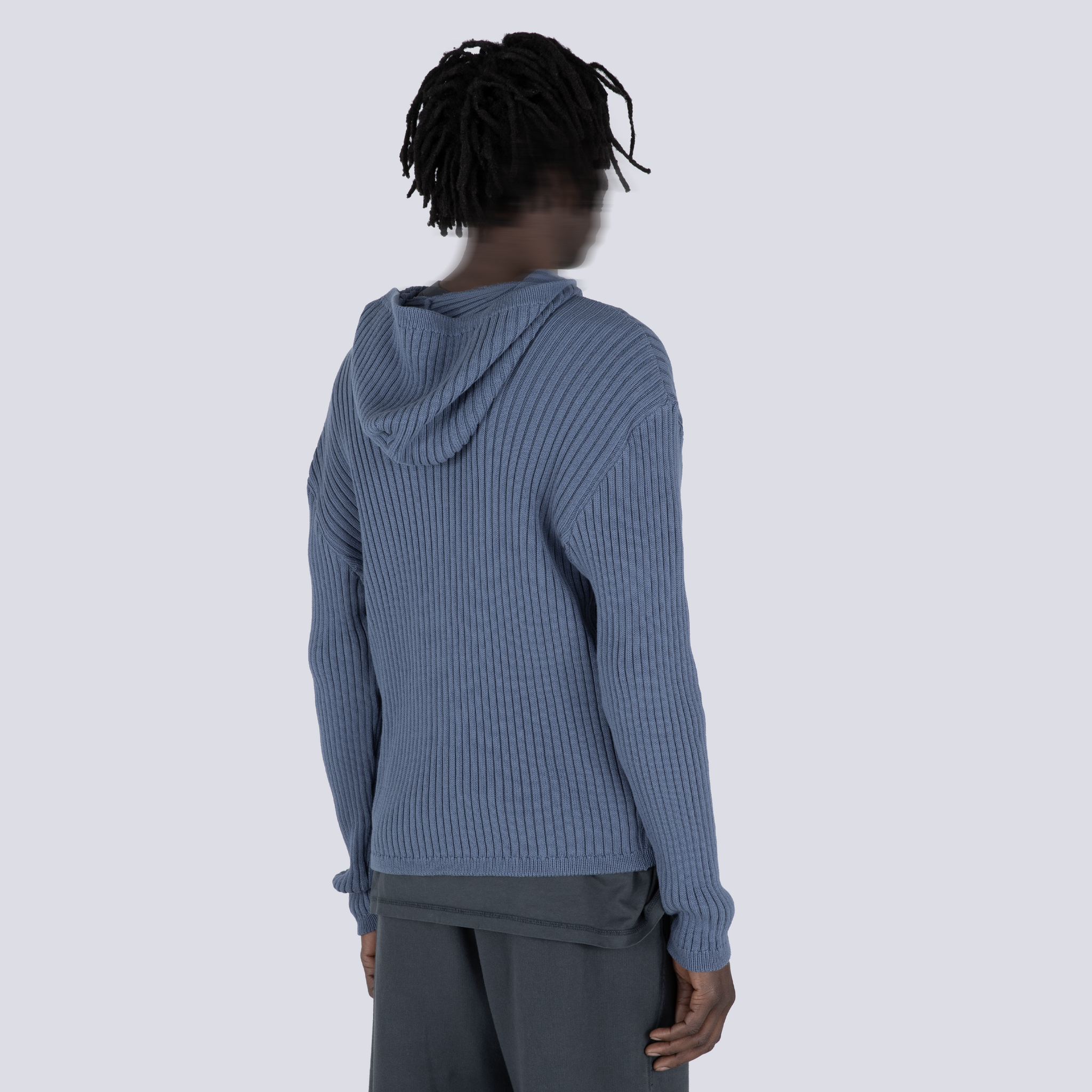 KNIT HOODIE COLD BLUE